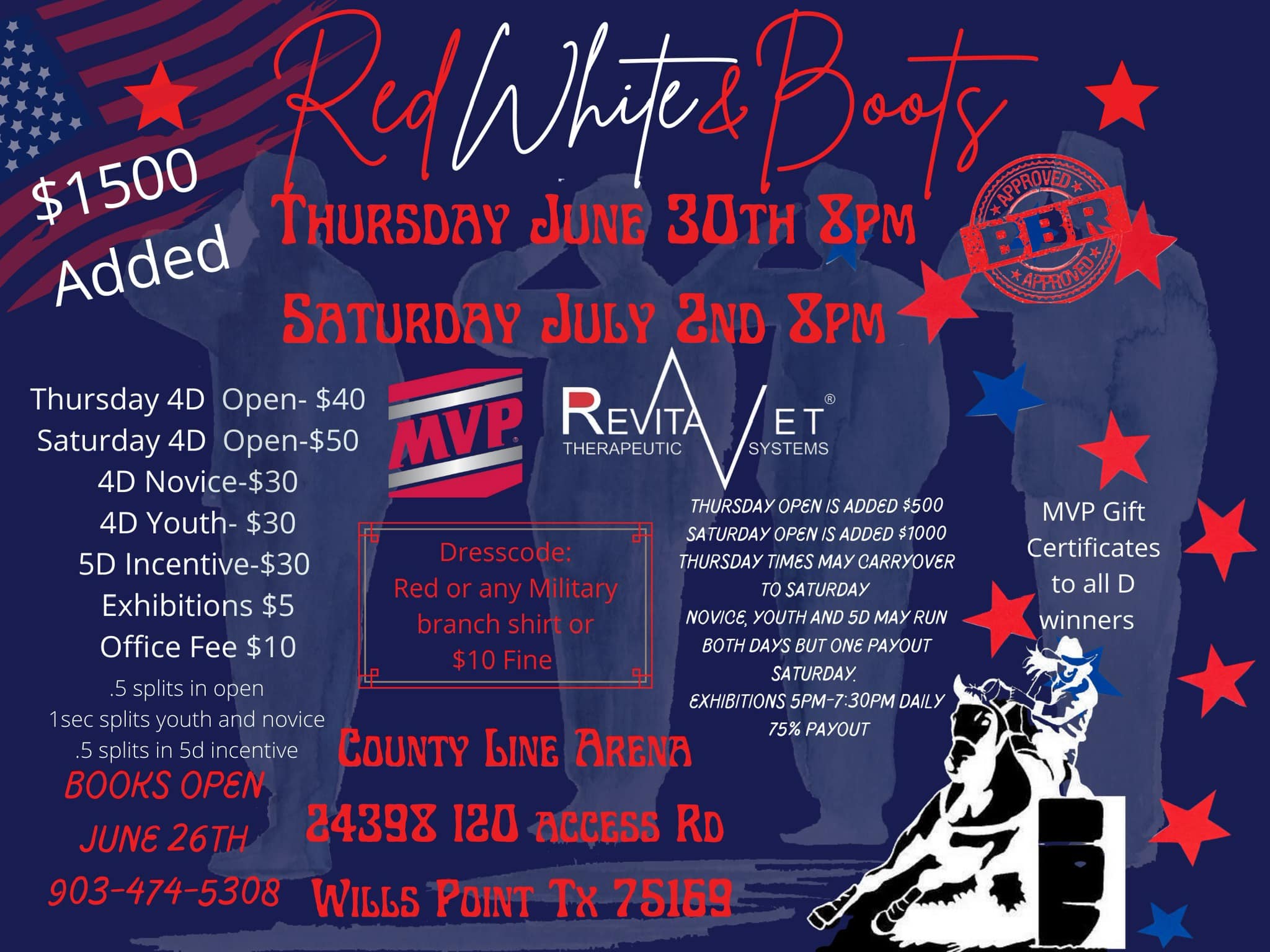 Red White and Boots Barrel Race